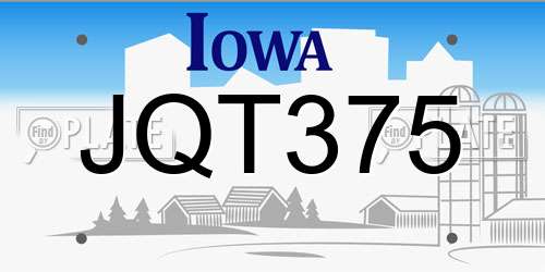 JQT375 Iowa License Plate