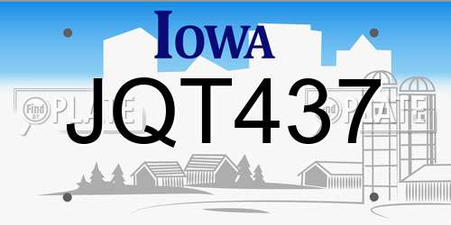 JQT437 Iowa License Plate