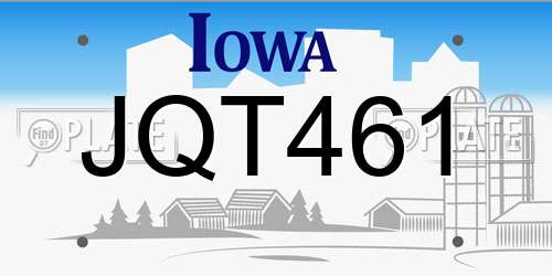 JQT461 Iowa License Plate