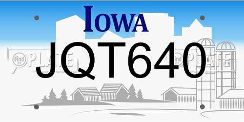JQT640 Iowa License Plate