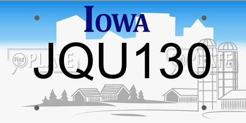 JQU130 Iowa License Plate
