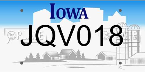 JQV018 Iowa License Plate