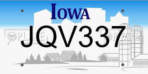 JQV337 Iowa License Plate