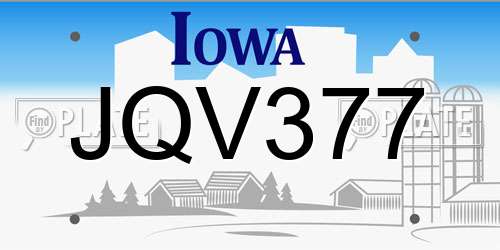 JQV377 Iowa License Plate