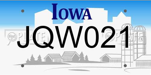 JQW021 Iowa License Plate