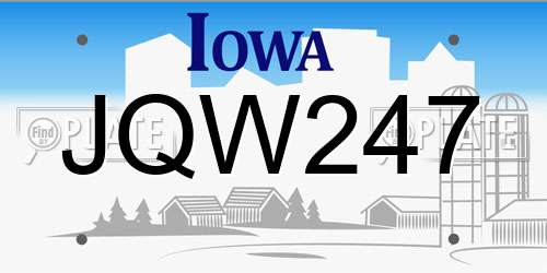 JQW247 Iowa License Plate
