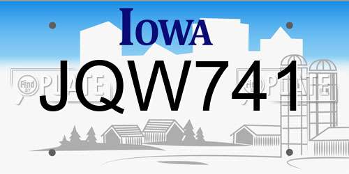 JQW741 Iowa License Plate