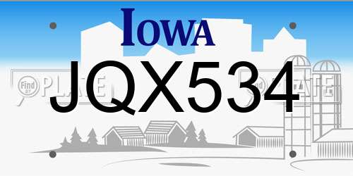 JQX534 Iowa License Plate