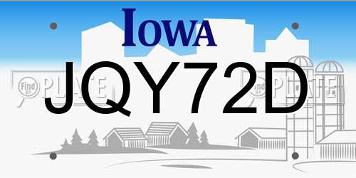 JQY72D Iowa License Plate