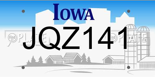 JQZ141 Iowa License Plate