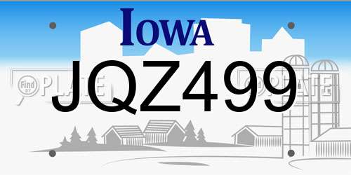 JQZ499 Iowa License Plate