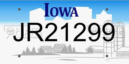 JR21299 Iowa License Plate