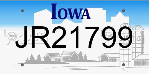 JR21799 Iowa License Plate