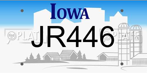 JR446 Iowa License Plate