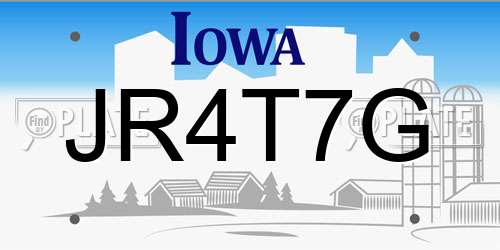 JR4T7G Iowa License Plate