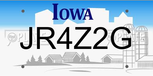 JR4Z2G Iowa License Plate