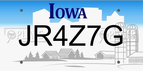 JR4Z7G Iowa License Plate