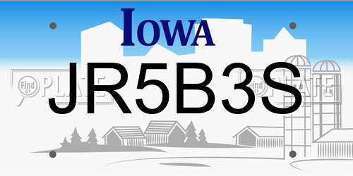 JR5B3S Iowa License Plate