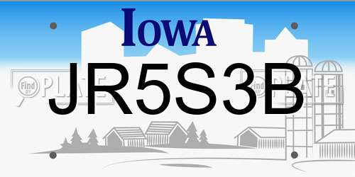 JR5S3B Iowa License Plate