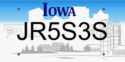 JR5S3S Iowa License Plate