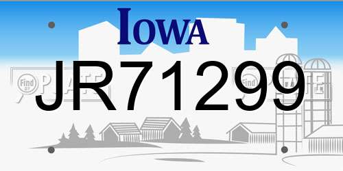JR71299 Iowa License Plate