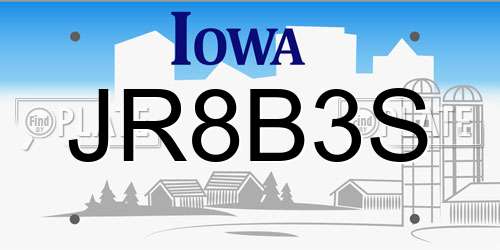 JR8B3S Iowa License Plate
