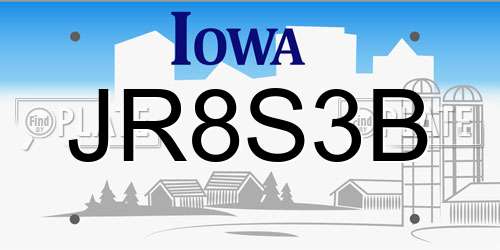 JR8S3B Iowa License Plate