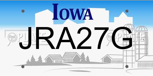 JRA27G Iowa License Plate