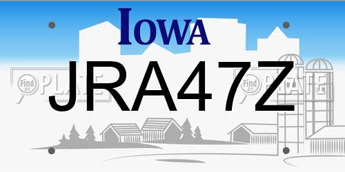 JRA47Z Iowa License Plate