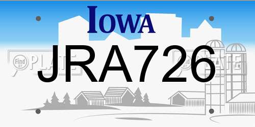 JRA726 Iowa License Plate