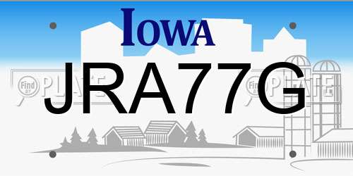 JRA77G Iowa License Plate