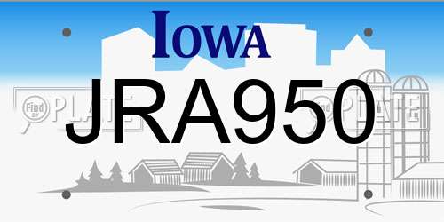 JRA950 Iowa License Plate