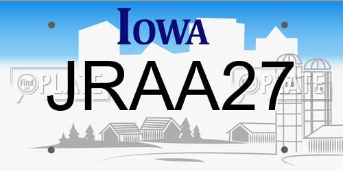 JRAA27 Iowa License Plate