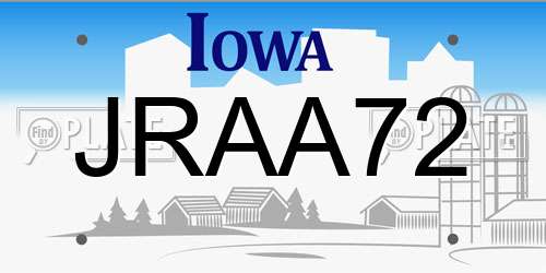 JRAA72 Iowa License Plate
