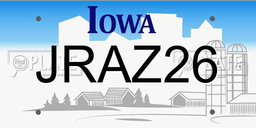 JRAZ26 Iowa License Plate