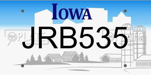 JRB535 Iowa License Plate