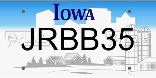 JRBB35 Iowa License Plate