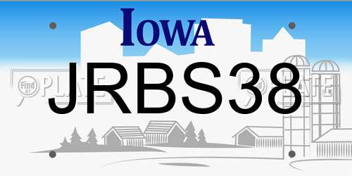 JRBS38 Iowa License Plate