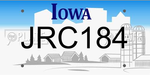 JRC184 Iowa License Plate