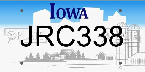 JRC338 Iowa License Plate