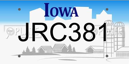JRC381 Iowa License Plate