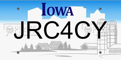 JRC4CY Iowa License Plate