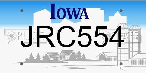 JRC554 Iowa License Plate
