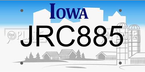JRC885 Iowa License Plate