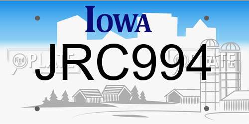 JRC994 Iowa License Plate
