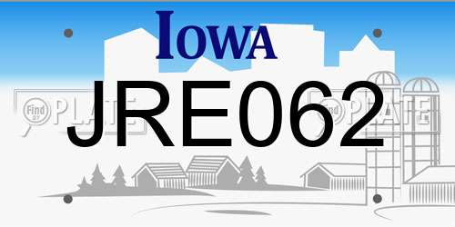 JRE062 Iowa License Plate