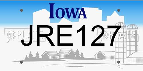 JRE127 Iowa License Plate