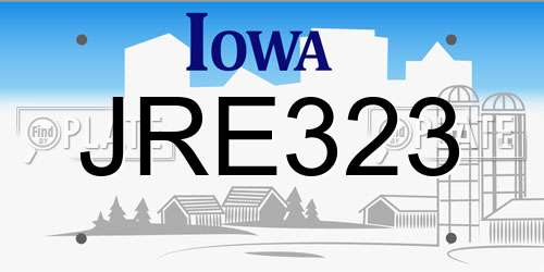 JRE323 Iowa License Plate