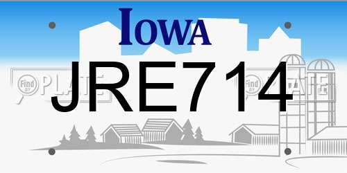 JRE714 Iowa License Plate