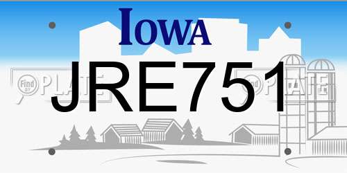 JRE751 Iowa License Plate